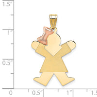 Load image into Gallery viewer, 14k Two-Tone Large Girl with Bow on Left Engravable Charm
