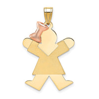 Load image into Gallery viewer, 14k Two-Tone Large Girl with Bow on Left Engravable Charm
