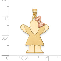 Load image into Gallery viewer, 14k Two-Tone Large Girl with Bow on Right Engravable Charm
