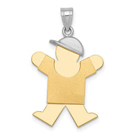 Load image into Gallery viewer, 14k Two-Tone Large Boy with Hat on Right Engravable Charm
