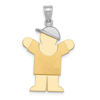 Load image into Gallery viewer, 14k Two-Tone Large Boy with Hat on Right Engravable Charm
