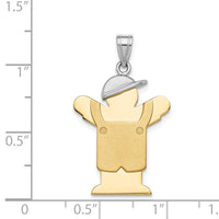 Load image into Gallery viewer, 14k Two-Tone Large Boy with Hat on Left Engravable Charm
