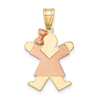 Load image into Gallery viewer, 14k Two-Tone Small Girl with Bow on Left Engravable Charm
