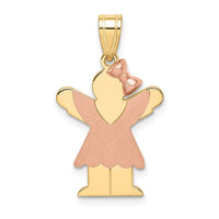 Load image into Gallery viewer, 14k Two-Tone Small Girl with Bow on Right Engravable Charm
