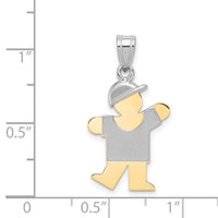 Load image into Gallery viewer, 14k Two-Tone Small Boy with Hat on Left Engravable Charm
