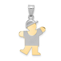 Load image into Gallery viewer, 14k Two-Tone Small Boy with Hat on Left Engravable Charm
