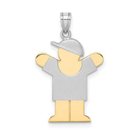 Load image into Gallery viewer, 14k Two-Tone Small Boy with Hat on Right Engravable Charm
