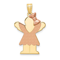 Load image into Gallery viewer, 14k Two-Tone Large Girl with Bow on Right Engravable Charm

