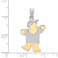 Load image into Gallery viewer, 14k Two-Tone Large Boy with Hat on Left Engravable Charm

