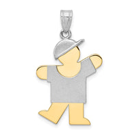 Load image into Gallery viewer, 14k Two-Tone Large Boy with Hat on Left Engravable Charm
