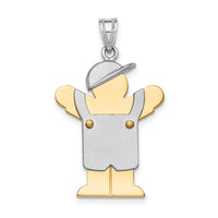 Load image into Gallery viewer, 14k Two-Tone Large Boy with Hat on Left Engravable Charm
