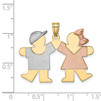 Load image into Gallery viewer, 14k Tri-Color Large Boy on Left and Girl on Right Engravable Charm
