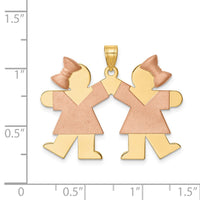 Load image into Gallery viewer, 14k Two-Tone Large Double Girls Engravable Charm
