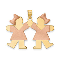 Load image into Gallery viewer, 14k Two-Tone Large Double Girls Engravable Charm
