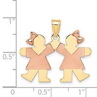 Load image into Gallery viewer, 14k Two-Tone Small Double Girls Engravable Charm
