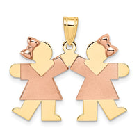 Load image into Gallery viewer, 14k Two-Tone Small Double Girls Engravable Charm
