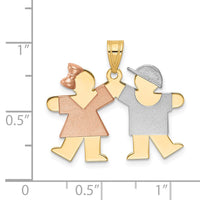 Load image into Gallery viewer, 14k Tri-Color Small Girl on Left and Boy on Right Engravable Charm
