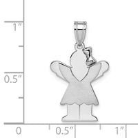 Load image into Gallery viewer, 14k White Gold Small Girl with Bow on Right Engravable Charm
