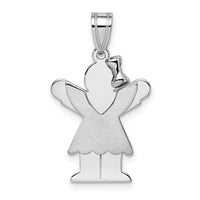 Load image into Gallery viewer, 14k White Gold Small Girl with Bow on Right Engravable Charm
