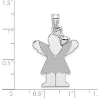 Load image into Gallery viewer, 14k White Gold Medium Girl with Bow on Right Engravable Charm

