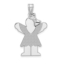 Load image into Gallery viewer, 14k White Gold Medium Girl with Bow on Right Engravable Charm
