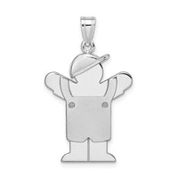 Load image into Gallery viewer, 14k White Gold Medium Boy with Hat on Left Engravable Charm
