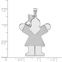 Load image into Gallery viewer, 14k White Gold Large Girl with Bow on Left Engravable Charm
