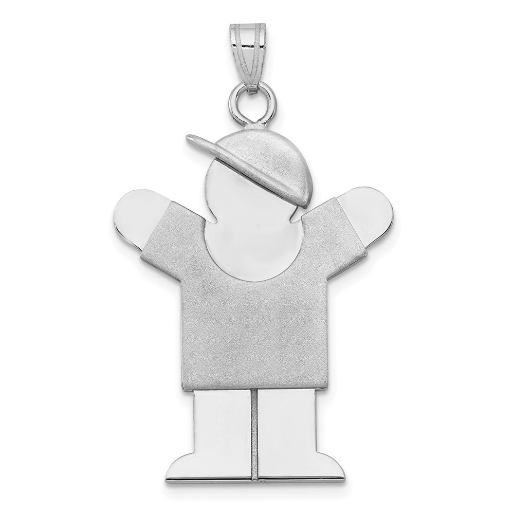 14k White Gold Large Boy with Hat on Right Engravable Charm
