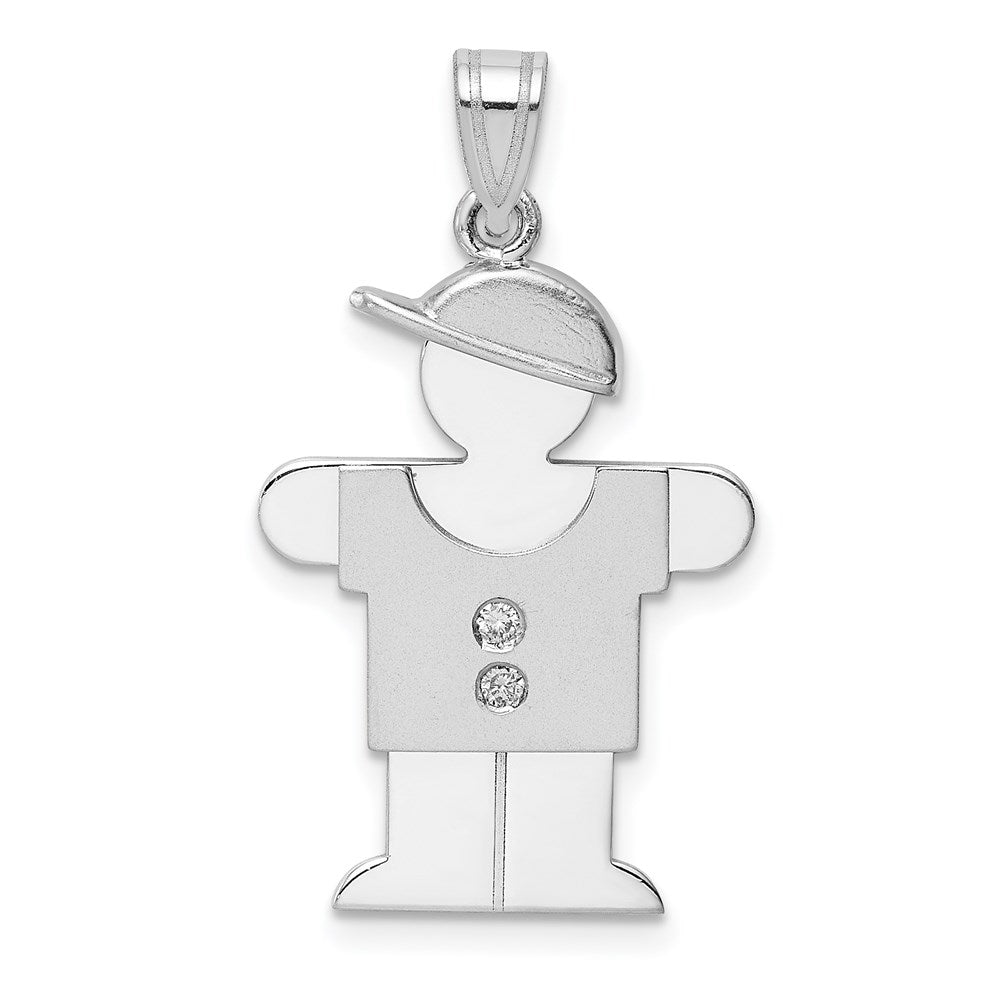 14k White Gold VS Diamond Kid Pendant