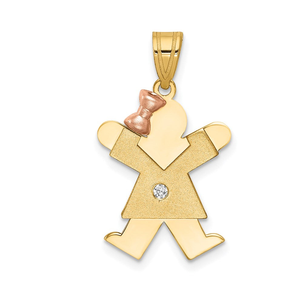 14k Two-tone A Diamond Kid Pendant