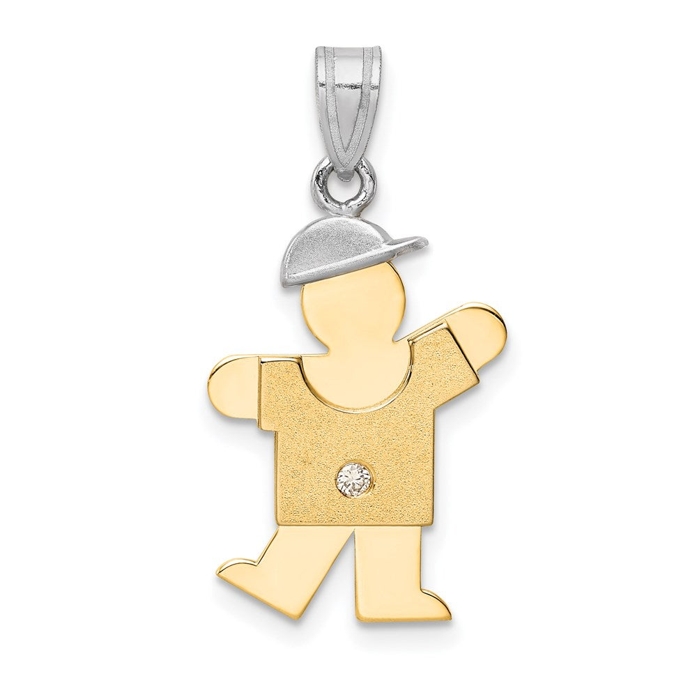 14k Two-tone AA Diamond kid pendant