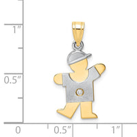 Load image into Gallery viewer, 14k Two-tone A Diamond Kid Pendant
