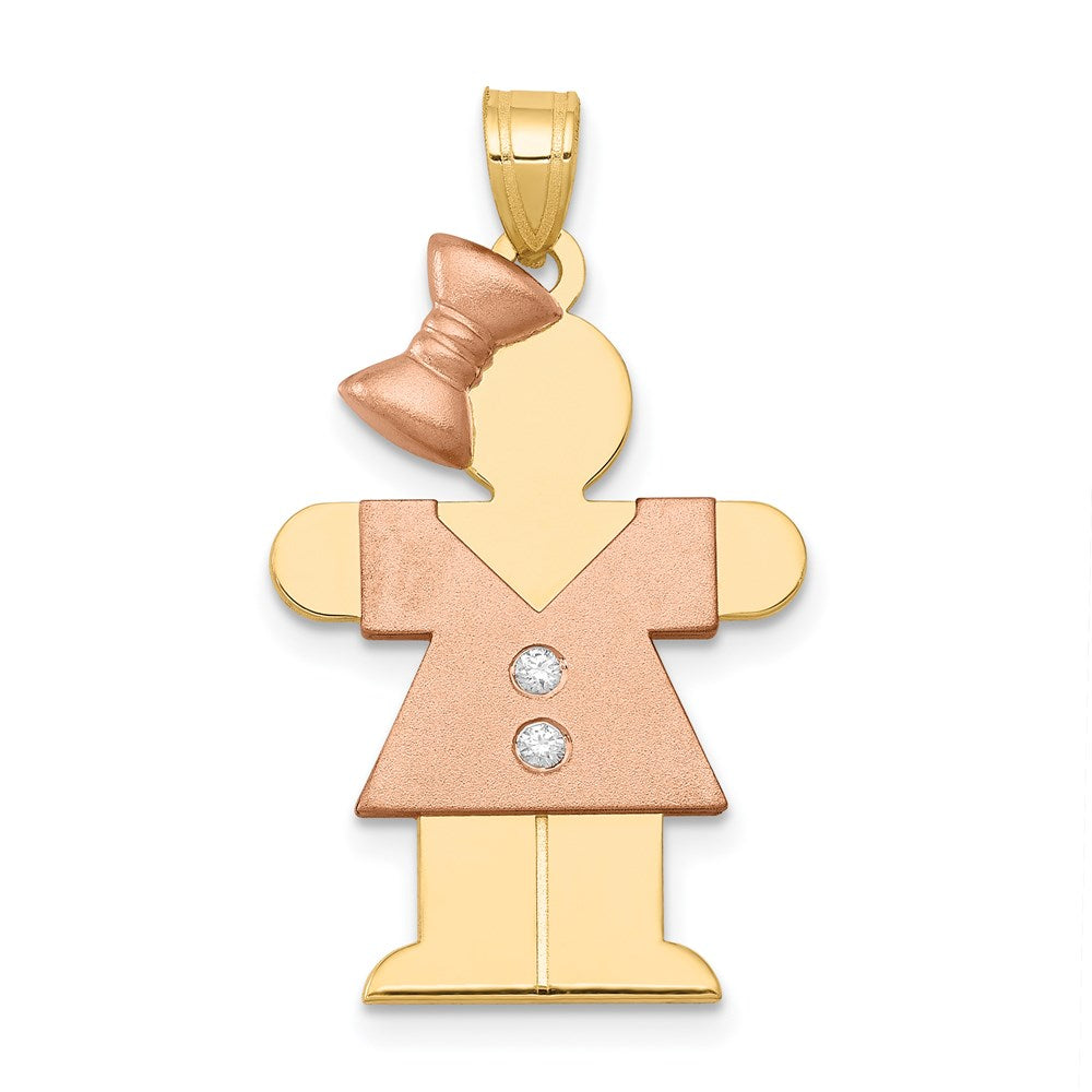 14k Two-tone A Diamond Kid Pendant