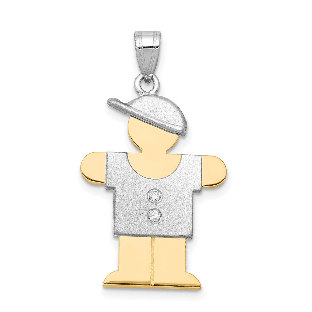 14k Two-tone A Diamond Kid Pendant
