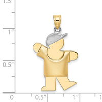 Load image into Gallery viewer, 14k Two-Tone Puffed Boy with Hat on Left Engravable Charm
