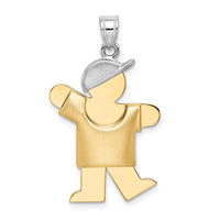 Load image into Gallery viewer, 14k Two-Tone Puffed Boy with Hat on Left Engravable Charm
