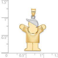 Load image into Gallery viewer, 14k Two-Tone Puffed Boy with Hat on Right Engravable Charm
