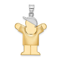 Load image into Gallery viewer, 14k Two-Tone Puffed Boy with Hat on Right Engravable Charm
