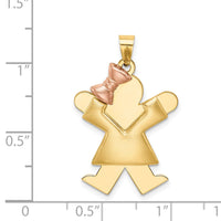 Load image into Gallery viewer, 14k Two-Tone Puffed Girl with Bow on Left Engravable Charm
