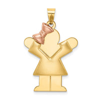 Load image into Gallery viewer, 14k Two-Tone Puffed Girl with Bow on Left Engravable Charm
