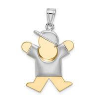 Load image into Gallery viewer, 14k Two-Tone Puffed Boy with Hat on Right Engravable Charm
