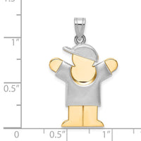 Load image into Gallery viewer, 14k Two-Tone Puffed Boy with Hat on Right Engravable Charm

