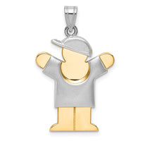 Load image into Gallery viewer, 14k Two-Tone Puffed Boy with Hat on Right Engravable Charm
