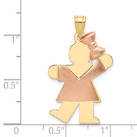 Load image into Gallery viewer, 14k Two-Tone Puffed Girl with Bow on Right Engravable Charm

