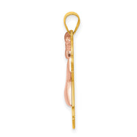 Load image into Gallery viewer, 14k Two-Tone Puffed Girl with Bow on Left Engravable Charm
