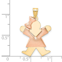 Load image into Gallery viewer, 14k Two-Tone Puffed Girl with Bow on Left Engravable Charm
