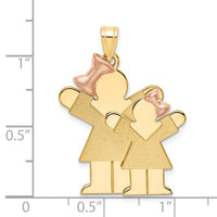 Load image into Gallery viewer, 14k Two-Tone Big Girl and Little Girl Engravable Charm
