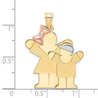 Load image into Gallery viewer, 14k Tri-Color Big Girl and Little Boy Engravable Charm
