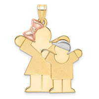 Load image into Gallery viewer, 14k Tri-Color Big Girl and Little Boy Engravable Charm

