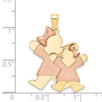 Load image into Gallery viewer, 14k Two-Tone Big Girl and Little Girl Engravable Charm
